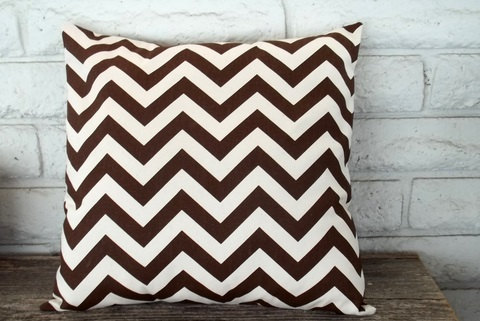 The Ashley - 18 X 18 Pillow Cover - Zig Zag In Brown And Cream