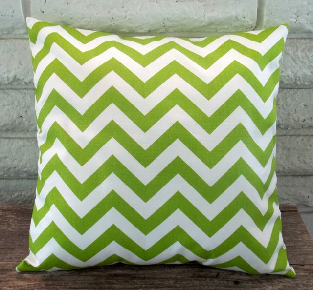 The Nicole - 18 X 18 Pillow Cover - Zig Zag In Green And White