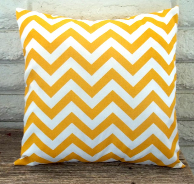The Marie - 18 X 18 Pillow Cover - Zig Zag In Corn Yellow And White