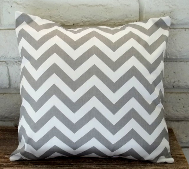 The Rachel - 18 X 18 Gray And White Chevron Pillow Cover
